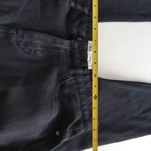 Zara Straight Leg Black Jeans Mid Rise Size 30‎ - Picture 3 of 5